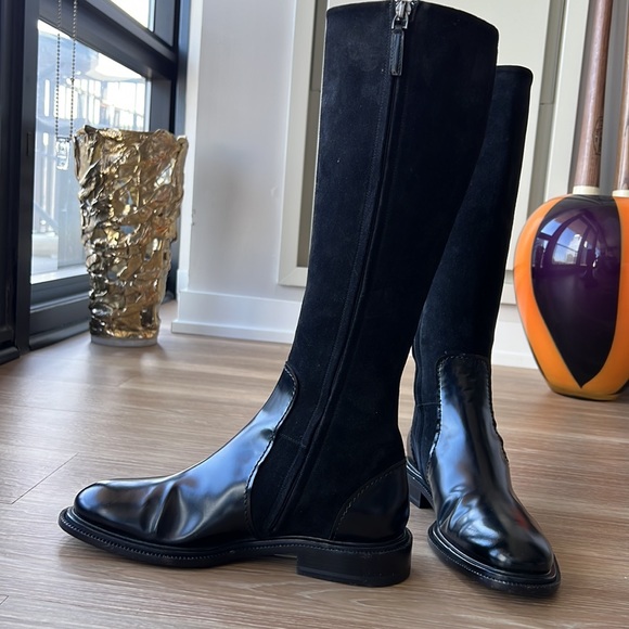 Jill Sander made in Italy leather & suede trim 8M(38) black riding boots - Picture 7 of 16